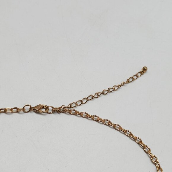 Vintage Style Peach Acrylic Beaded Bib Necklace With Gold-Tone Chain Boho - Picture 4 of 7